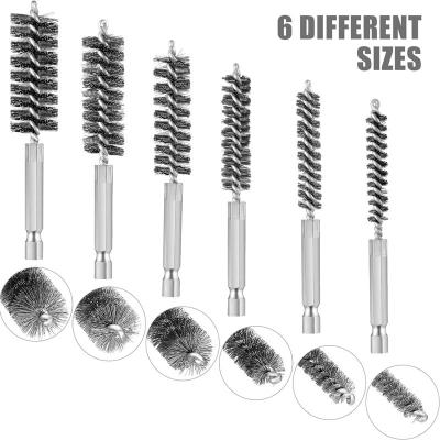 China Stainless Steel Wire Cleaning Hexagonal Rod Gun Brush 8/10/12/15/17/19mm zu verkaufen