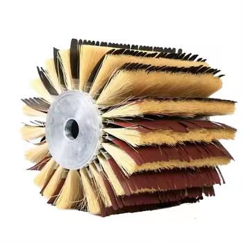 China Customized Sandpaper Strip Tampico Sisal Strip Roller Brush For WPC Wood Polishing for sale