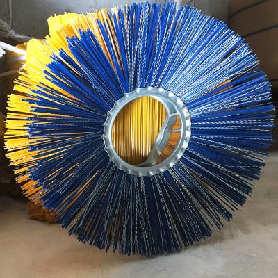 China Efficient Street Cleaning Steel Wire PP Sweeper Brushes Rotating Road Snow Sweeping Brush for sale