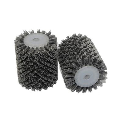 China Woodworking Abrasive Wheel Brush Nylon Bristle Roller Ciruclar Brush For Wood Polishing for sale