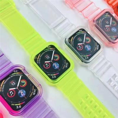 China Durable Smart Watch Sport Straps Tpu Crystal Color Clear Watch Band For Apple I Watch 38 40 42 44mm Smartwatch Bands for sale