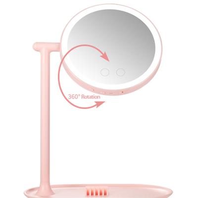 China Lighted China Made Fashionable New Design Multifunctional Custom Logo Portable Led Desktop Makeup Mirror With Light for sale