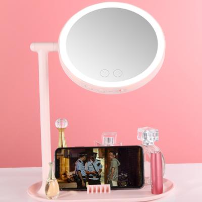 China Wholesale Custom Made Lighted Best Price Around Table Makeup Portable Desktop Cosmetic Smart Mirror With Light Led Vanity Mirror for sale