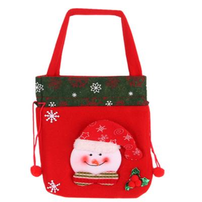 China Soft Christmas Tote Bag Red Flannelette Canvas Thickened Drawstring Christmas Tote Bag for sale