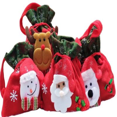 China Latest Design Soft Pile Container Handbag Red Drawstring Tote Bag Christmas for sale