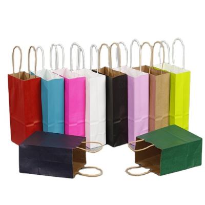 China Quality Assurance Soft Multi Color Participation Gift Kraft Paper Bags With Handles for sale