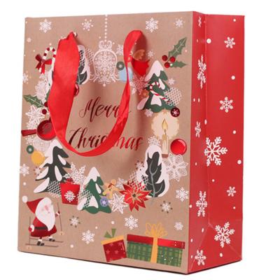 China Soft Paper Gift Bags Light Up Durable White Cardboard Christmas Gift Bag With Handles for sale