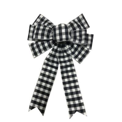 China 26*32cm Large Party Handmade Hemp Ribbon Checkered Ribbon Christmas Bow Decoration DIY Bow for sale