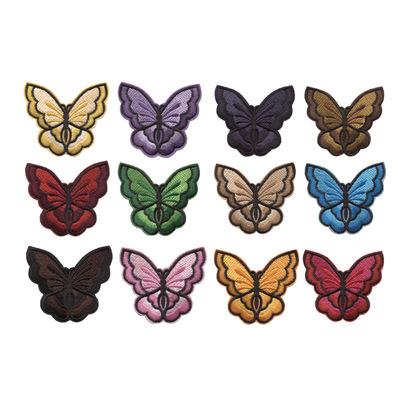 China 3D Butterfly Embroidery Fabric Sticker Applique Butterfly Decorative Patch Sticker for sale