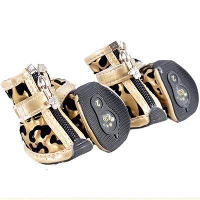 China Viable Wholesale Customized Dog Shoes Fashion Leopard PU Leather New Model Shoe For Dog for sale