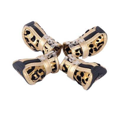 China Viable Wholesale Customize Soft Dog Shoes Pet Leopard Shoes For Puppies Para perro for sale