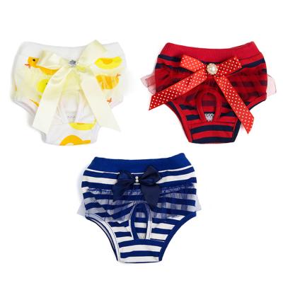 China Hot Selling Viable Dog Hygiene Pants Cotton Pet Lace Grooming Striped Princess Sets for sale