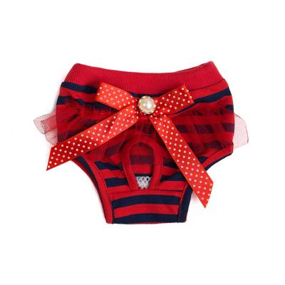 China Dogs Bowknot Lace Female Dog Period Underwear Pet Sanitary Pants for sale