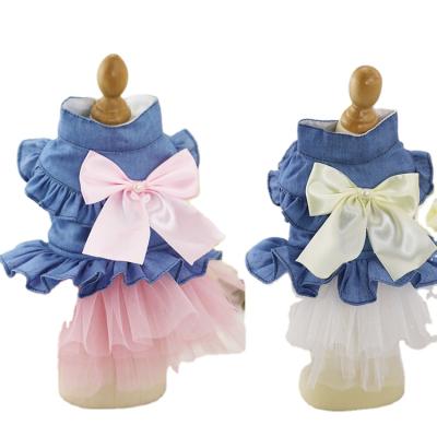 China Eco-Friendly Sustainable Lovable Dog Clothes Dog Cosplay Pet Clothes Dress With Bowknot for sale