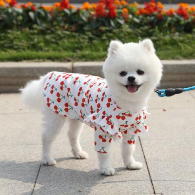 China Cherry Pet Clothes Thin Puppy Designer Viable High End Luxury Pet Clothes Matching Shirts For Dogs for sale