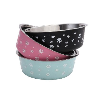 China Multicolor Sustainable Cat Food Dispenser Stainless Steel Dog Bowl For Kitten Cats Puppies for sale