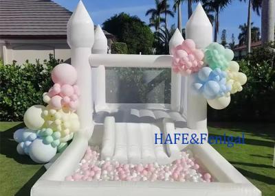 China Party Mini Small Pvc Inflatable White Castle Bounce House Jumping Castle With Slide and Ball Pit for sale