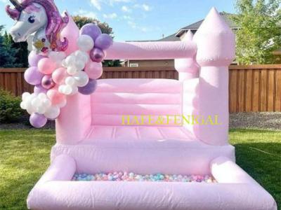 China Customized Inflatable Pink Bounce House Castle With Slide For Kid for sale