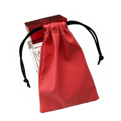 China Recyclable Custom Handmade Small Drawstring Pu Leather Pouch For Jewelry for sale