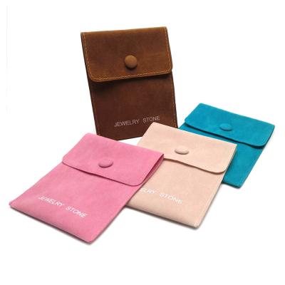 China Jewellry Store Customized Jewelry Wrap Flap Velvet Jewelry Dust Pouch With Button for sale