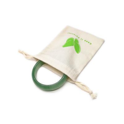 China Recyclable Custom Logo Printed Cotton Muslin Drawstring Bag for sale