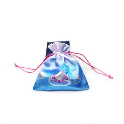 China Custom Colorful Promotion Drawstring Satin Jewelry Pouch Bag With Logo for sale