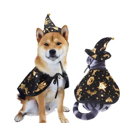 China New Viable Popular Pet Halloween Clothes Cosplay Costume Set Funny Party Capes With Hat Set For Dog And Set for sale