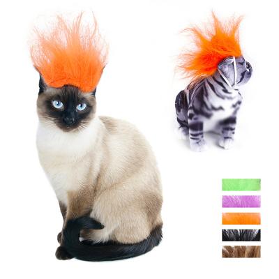 China Viable Factory Wholesale Pet Halloween Supplies Funny Teddy Dress Up Messy Hair Cats Dogs Headdress Wig Accessories With Crava for sale