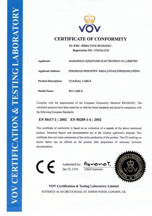 CE Certification - KINGTONE ELECTRONICS CO.,LTD