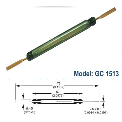 China Elevator/Coal Mine Industrial Magnetic Contact Green Glass Reed Switch 5x52mm for sale