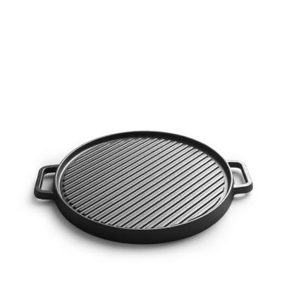 China Modern Baking Tray Round Cast Iron Double Side Grill Reversible Pan Outdoor Cookware Griddle Pan for sale