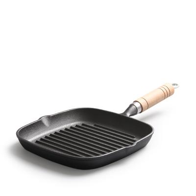 China Modern Nonstick Skillet Pour Over Spout Steak Grill Pan Cast Iron Square Grill Pan for sale