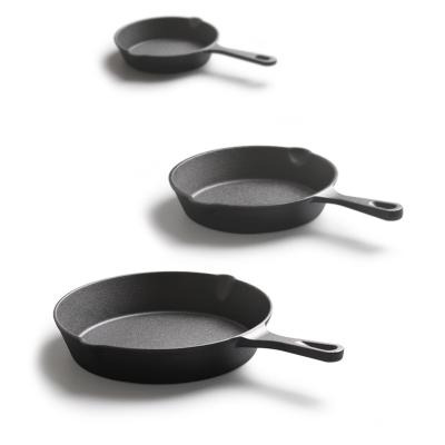 China Best Selling American Style Kitchen Cookware Cast Iron Skillet Pre-Seasoned 3pcs Skillet Set for sale