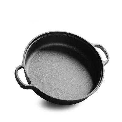 China Large Capacity Viable Pre-Seasoned Cast Iron Skillet Deep Running Pot Casserole With Double Handle for sale