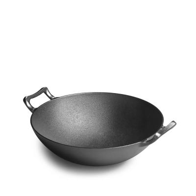 China Sustainable Traditional Cookware Preseasoned Round Bottom Stir-Fry Wok Cast Iron Chinese Wok for sale