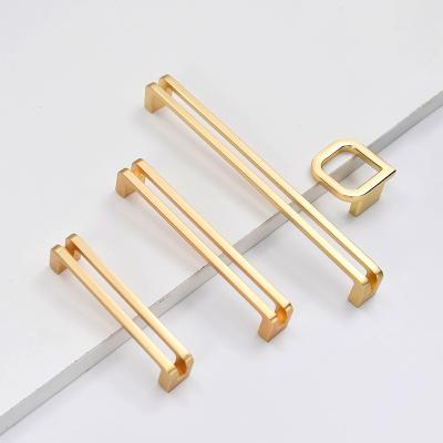 China New Modern Pull Handle Gold Color Drawer Handle Aluminum Alloy Furniture Hardware Cabinet Bedroom Drawer Handle for sale