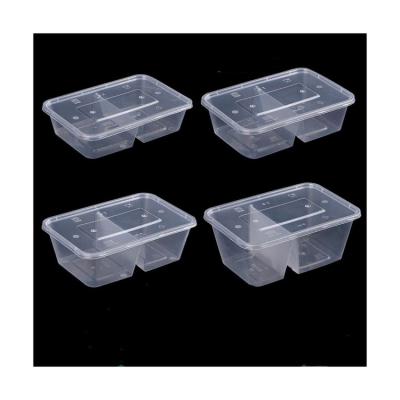 China Viable Prep 2 Compartment Meal Lunch Containers Plastic Divided Food Storage Containers With Lids Bento Lunch Box for sale