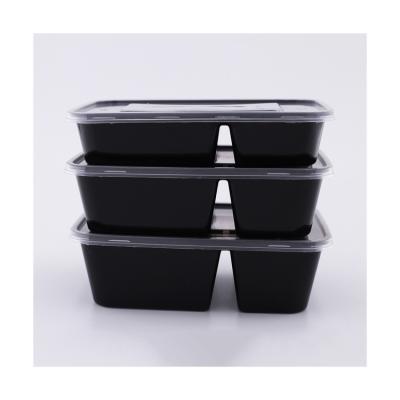 China Sustainable Catering Plastic Microwavable Disposable Bento Food Storage Lunch Boxes 2 Compartment Containers / Meal Prep Containers for sale