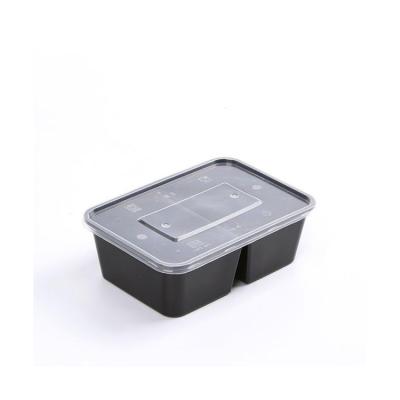 China Sustainable Food Packaging 2 Compartment Meal Prep Microwavable Plastic Food Container With Lid Take Out Disposable Lunch Bento Box for sale