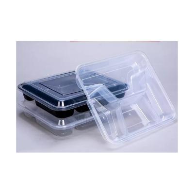 China Custom Size 4 Compartmented Other Sushi Bento Lunch Disposable Injection Plastic PP Box With Lid for sale