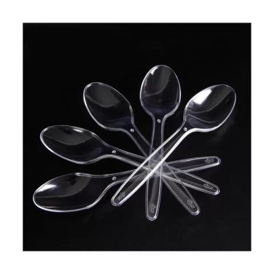 China Plastic Clear Disposable Plastic Factory Chinese Asian Dessert Outside Ice Cream Spoon for sale