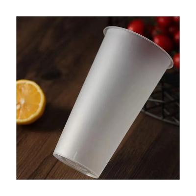 China 500ml Disposable Custom Cup LOGO Printed Clear Disposable Plastic PPT Juice Boba Milk Bubble Tea for sale