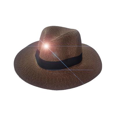 China Customized Vintage Black Sliver Brown Round Lid Beach Straw Hats For Women A13 for sale