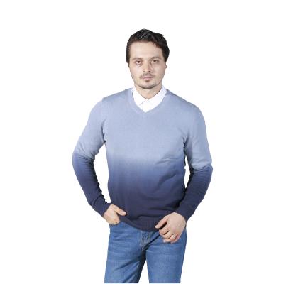 China Best New Sweater Designs Color Gradient 100%Cotton Square Neck Men Sweater for sale