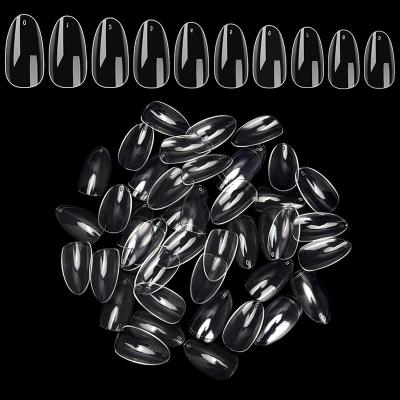 China Salon 500pcs Almond Full Cover False Nail Press On Coffin False Natural Clear Oval Nail Tips Tips Manicure Tool for sale