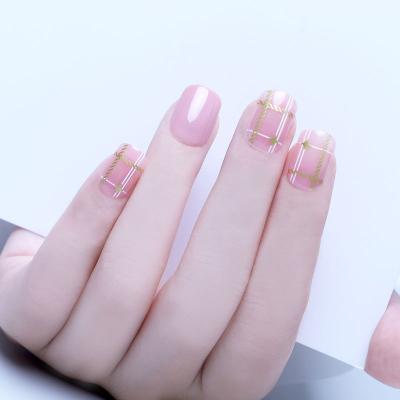 China Beautiful Durable Easy Stick On Pink Creative Square Design False Nails 30Pcs Nail Tips Set for sale