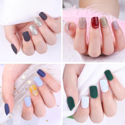 China Salon 3 Boxes 30pcs Designed Fake Nails Set Square Full Cover Artificial Press On Fake Nails Tips For Decoration Fake Nails Art Tips for sale