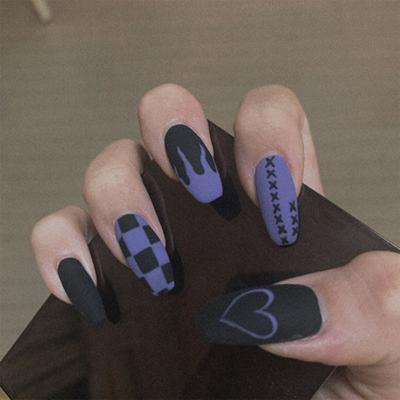 China Salon 24pcs Long Ballerina Leopard Fake Nails Yellow Square Nail Decal Butterfly Pattern Fake Nails Coffin Shaped Full Nail Art Tips for sale