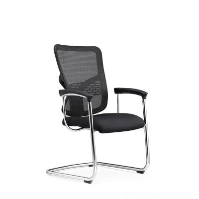 China Comfortable Modern Black Fabric Mesh Staff Meeting Conference Training Room Office Guest Chair for sale