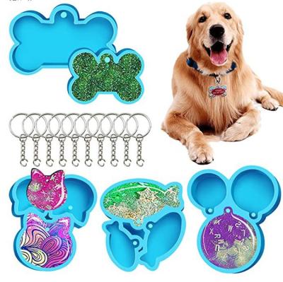 China Viable DIY Dog Bone Tag Key Chain Mold Set Silicone Mold For Resin for sale